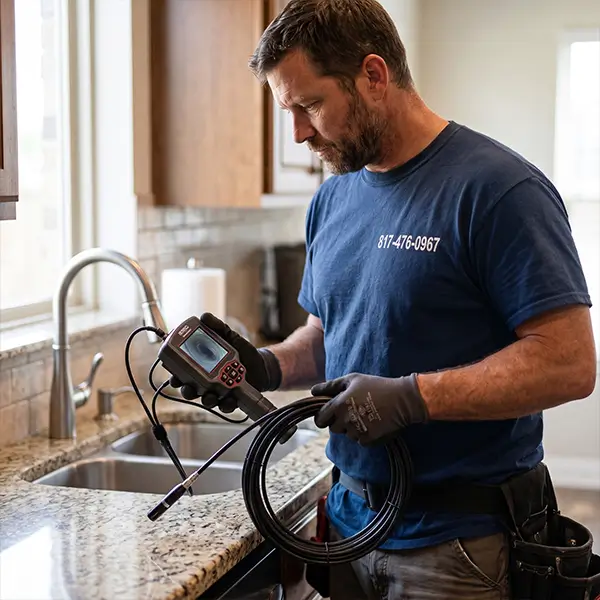 Kitchen drain cleaning and clog removal services provided by Fort Worth Plumber TX
