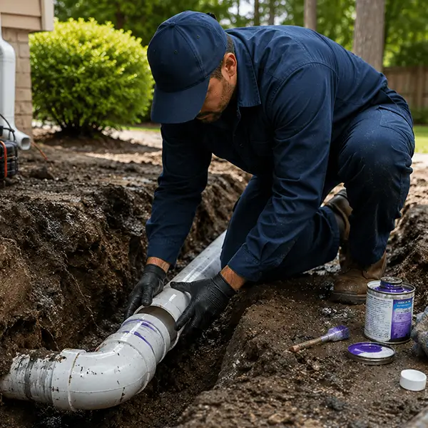 Fort Worth sewer line repair specialist fixing damaged underground pipes