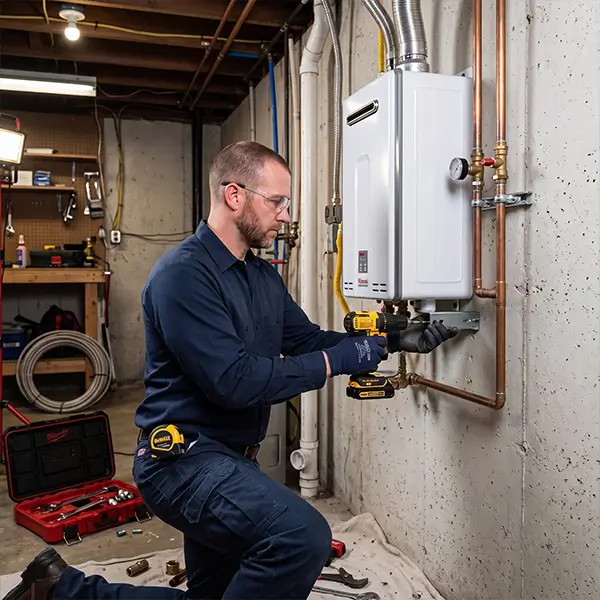 Annual tankless water heater maintenance from Fort Worth Plumber TX
